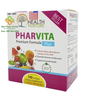 (Hiệu quả, giá tốt) PHARVITA PLUS Vitamin tổng hợp bồi bổ cơ thể, bổ sung khoáng chất,tăng cường đề kháng - Hộp 100v