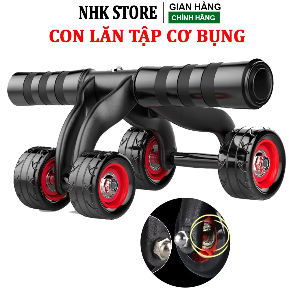 Con lăn 4 bánh t, ConLăn tập cơ bụng giảm mỡ, tiện lợi khi tập ở nhà, văn phòng TOPBODY - BẢO HÀNH 12 THÁNG !