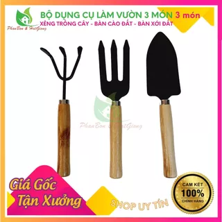 Bộ dụng cụ làm vườn loại To 3 món, cỡ đại- xẻng, ba chạnh, cào trồng cây cảnh, hoa- Xẻng xới đất trồng cây hoa rau sạch