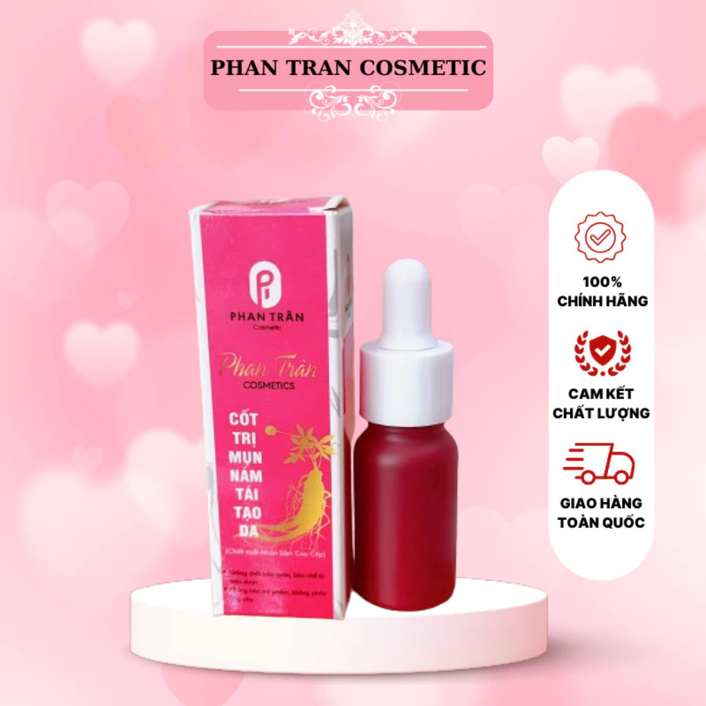 Cốt Ngừa Mụn Nám Tái Tạo Da Phan Trân Cosmetic 10ml Chiết Xuất Nhân Sâm Cao Cấp Ngừa Nám,Tàn Nhang, Se Khít Chân Lô