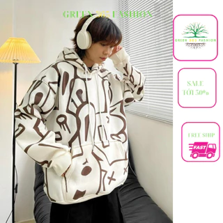 Áo khoác hoodie họa tiết Luckies vải nỉ trần bông 2 lớp dày dặn khoác ngoài form Green 365 fashion