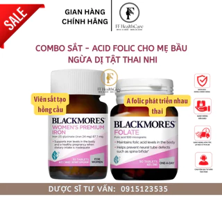 Combo Sắt Blackmores và Folate Blackmores- Bổ sung sắt và acid folic giảm dị tật thai nhi, giảm thiếu máu