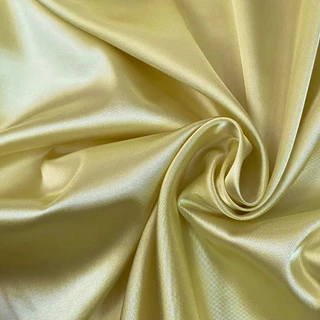 Vải Satin Màu Vàng Nhạt Khổ 1m48 - Co Giãn Nhẹ 2 Chiều, Mềm, Mặt Bóng - May Quần Áo Dài, Đầm, Áo Kiểu, Đồ Bộ