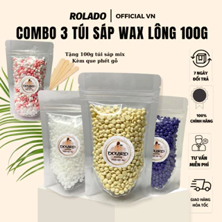 [ MUA 3 TẶNG 1 - CHE TÊN ] Combo 3 túi 100g sáp wax lông ROLADO hương toàn thân siêu bám lông tặng kèm que phết sáp