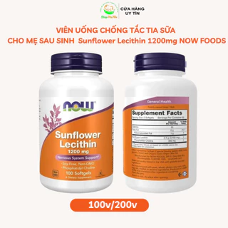 Viên uống chống tắt tia sữa sunflower lecithin now foods 1200mg, shop mẹ nhi organic.