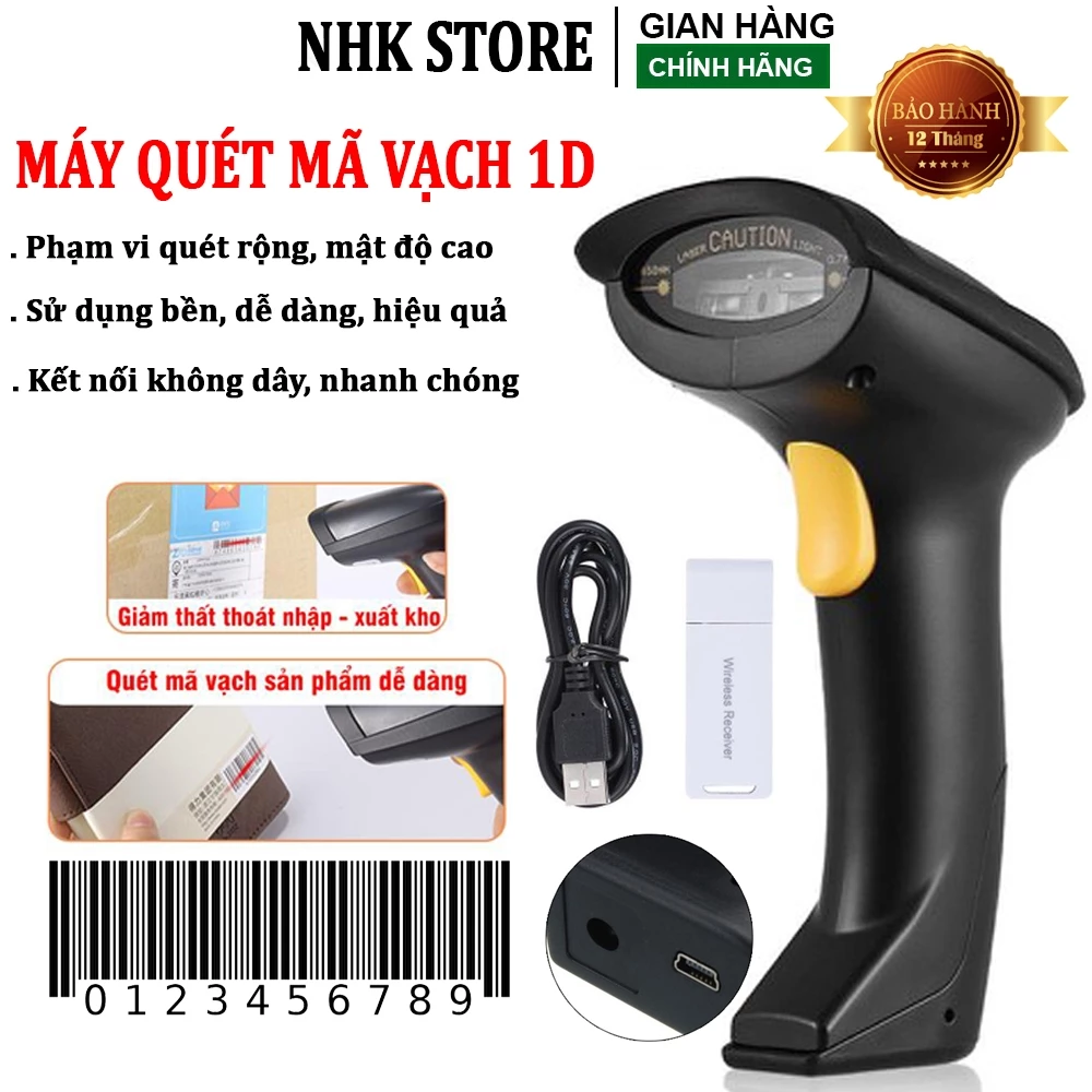 Máy quét mã vạch, Đầu đọc mã vạch Barcode(1D) dùng trên máy tính. Bảo Hành 12 tháng ! Lỗi 1 đổi 1