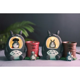 Ống đựng bút TOTORO có đèn phát sáng trang trí bàn làm việc, góc học tập sáng tạo