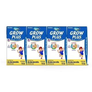 Lốc 4 hộp sữa Dialac Grow plus Vinamilk 110ml (grow xanh)