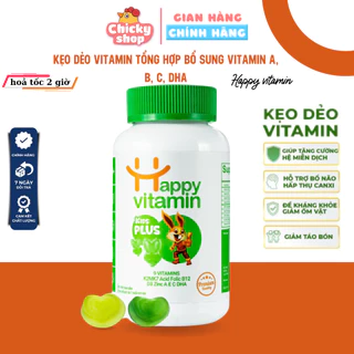 Kẹo dẻo Vitamin tổng hợp cho bé Kids Plus+ có D3K2,A,B12,C,DHA giúp con ăn ngon, tăng đề kháng cho trẻ - Happy Vitamin