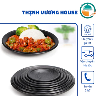 [Chuyên Sỉ] Đĩa Nhựa Phíp Melamine Cao Cấp Tròn, Đen Nhám- Đủ Size- Giá rẻ-