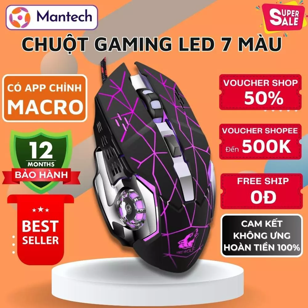 Chuột Máy Tính Có Dây V5 Chơi Game, Văn Phòng LED Rgb Siêu Đẹp, Chống Nhiễu Cho Máy Tính Laptop