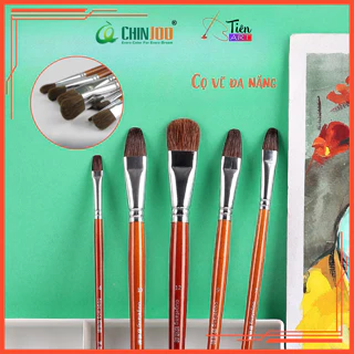 Cọ Vẽ Chuyên Nghiệp Vẽ Màu Nước/Bột/Sơn Acrylic Đầu Nylon Cán Gỗ Mịn Cao Cấp Đa Năng Chuyên Dụng