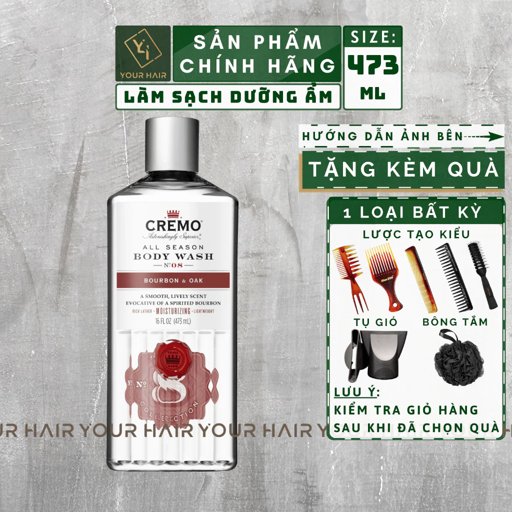 Sữa tắm CREMO BOURBON & OAK BODY WASH No.08 - 473ml