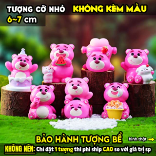 Tượng tô màu, GẤU DÂU VUI NHỘN, size S, tô tượng thạch cao (Không kèm màu), luyện vẽ, tượng trắng decor