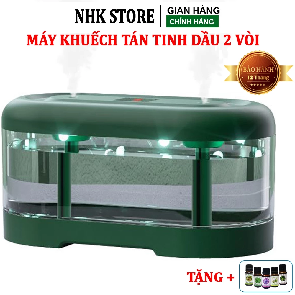 Máy Phun Tinh Dầu, Máy Khuếch Tán Tinh Dầu - Khỏe, 2 Vòi Phun Kép, Có Đồng Hồ, Pin dùng 120p !