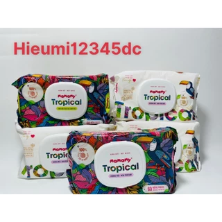 Khăn ướt mamamy TROPICAL 60/90 tờ - 100% sợi tự nhiên ngừa hăm, rôm sảy kháng khuẩn giữ ẩm cho bé