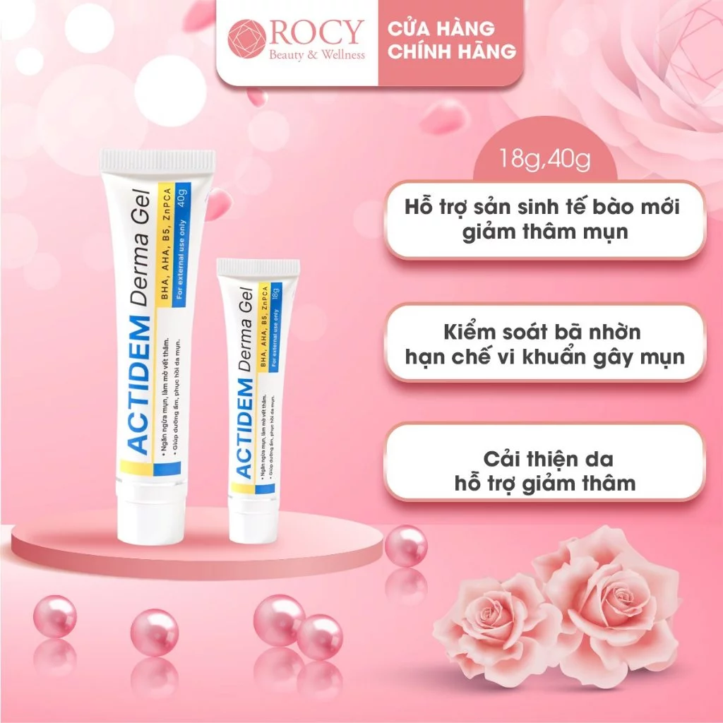 ACTIDEM Derma Gel - Gel Giảm Mụn Mờ Thâm, Dưỡng Ẩm Da - Ngăn Ngừa Mụn Tái Phát - 18/40 gram - ROCY