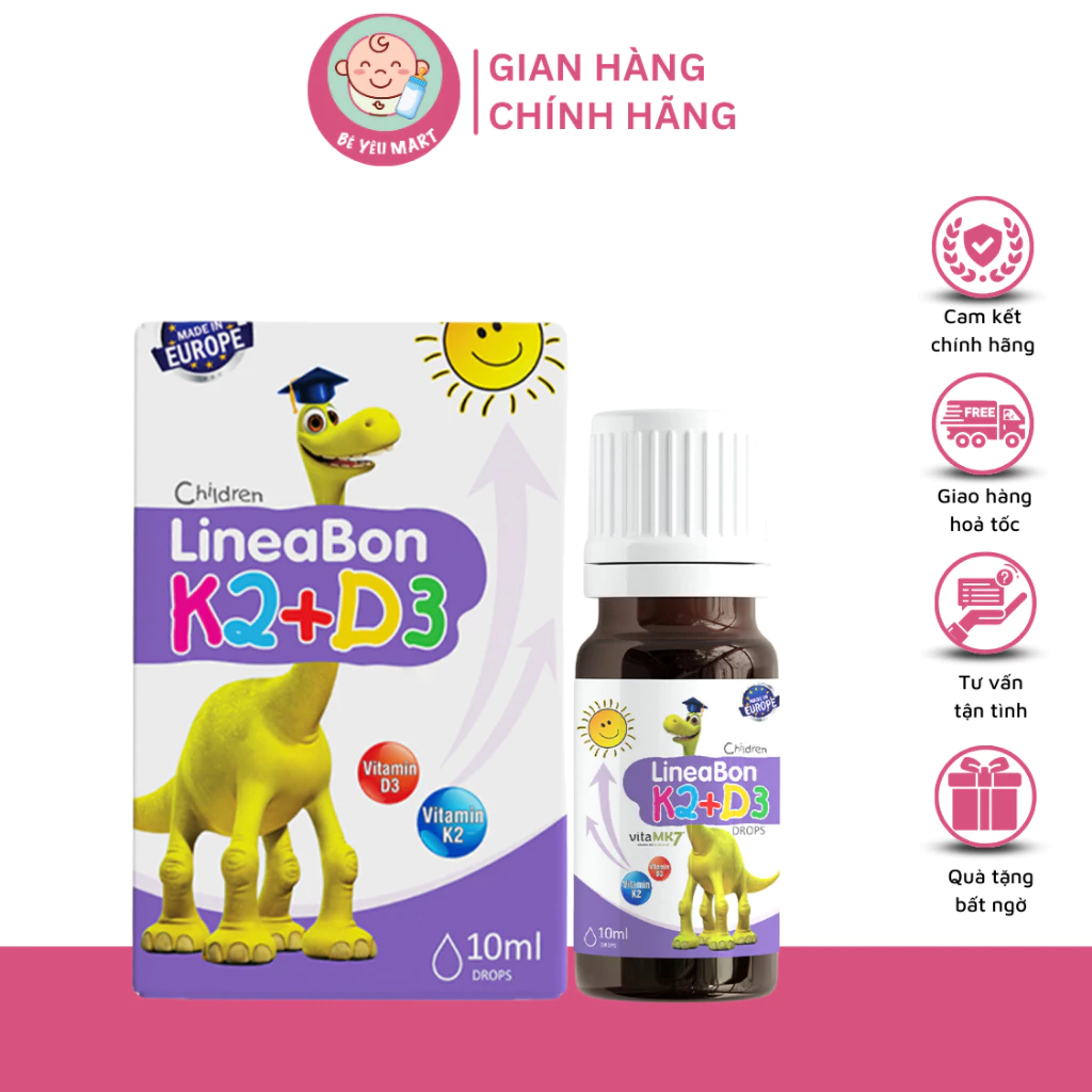 Lineabon Vitamin D3 K2 10ml - Vitamin Tăng Chiều Cao Cho Bé Chính Hãng