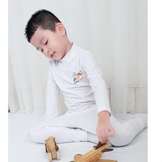 Bộ giữ nhiệt cổ lọ 3 cm vải cotton ấm áp mùa thu đông cho bé trai bé gái