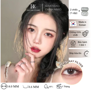 Kính áp tròng màu xám gray filter kiểu Douyin, contact lens mắt cận có độ giãn vừa Hàn Quốc Decem Store