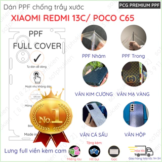 Dán PPF mặt lưng full viền cho Xiaomi Redmi 13C/ Poco C65 trong, nhám, hoạ tiết, vân kim cương
