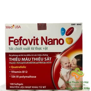 Fefovit Nano giúp bổ sung sắt, tăng cường lưu thông máu cho phụ nữ mang thai - Hộp 100 viên