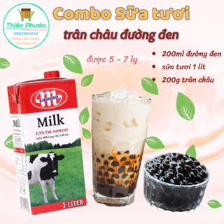 Set sữa tươi trân châu đường đen được 5 - 7 ly (hộp sữa như hình số 2)