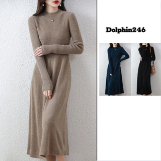 Váy len dáng dài form dài rộng bigsize cho nữ len gân quảng châu tôn dáng che khuyết điểm phong cách Hàn Quốc M381 E-1