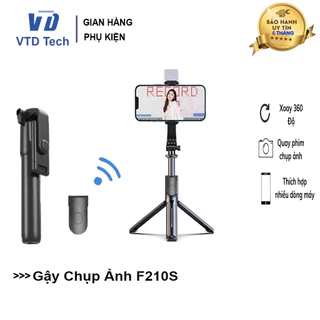 Gậy Chụp Ảnh 3 Chân F210s , Có Đèn Led Trợ Sáng, Remote Điều Khiển, Nhỏ Gọn - VTD Tech