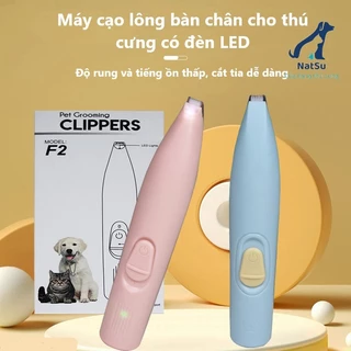 Tông đơ cạo lông bàn chân cho thú cưng có đèn LED NatSu Pet có thể sạc lại, tông đơ cạo lông cho chó mèo