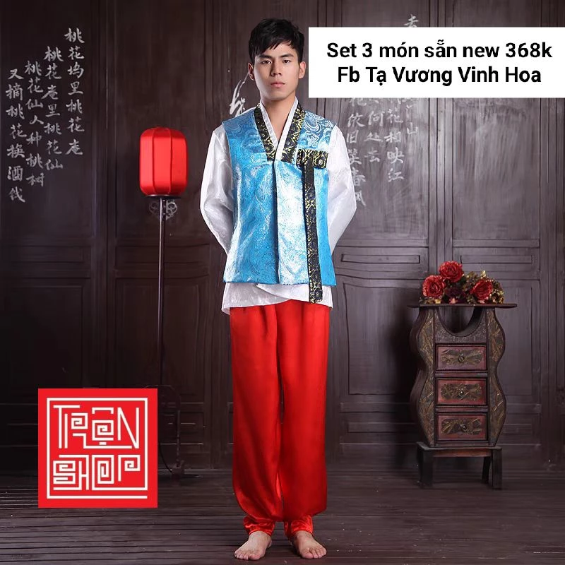 Trang phục Hanbok Hàn Quốc nam set 3 món có sẵn