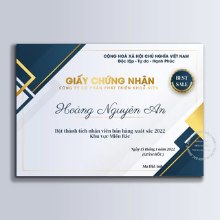 In chứng chỉ, giấy chứng nhận, giấy khen, bằng khen in theo yêu cầu giá rẻ