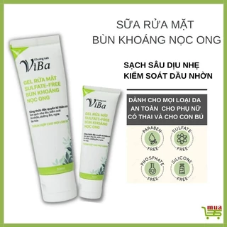 [Tặng 1 nạ + kem dưỡng ẩm  6g Viba] Gel rửa mặt VIBA Sunfate-Free lành tính chiết suất bùn khoáng nọc ong 100ml