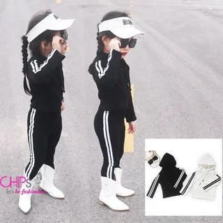 Áo Hoodie Dáng Croptop PhốI Lé Dọc Tay Kiểu Dáng Hiện Đại Cho Bé Gái