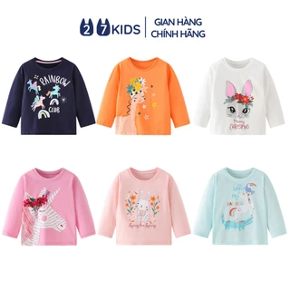 Áo thun dài tay bé gái 27Kids Forest Kingdom áo thu đông 100% Cotton cho trẻ từ 2-10 tuổi GLTS3