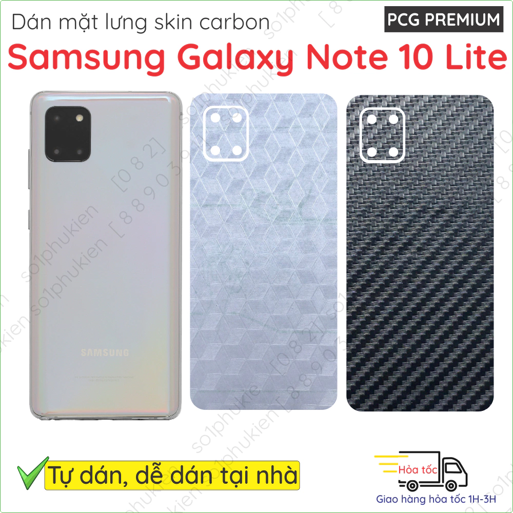 Miếng dán mặt lưng skin carbon Samsung Galaxy Note 10 Lite