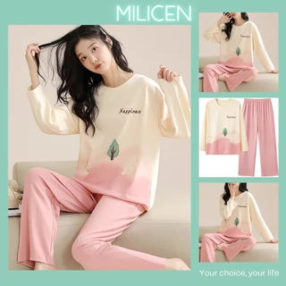 Bộ Đồ Ngủ Dài Tay MILICEN Họa Tiết Bắt Mắt Bộ Pyjama Chất Liệu Cotton Mã 1008