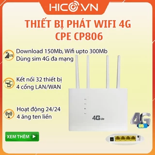 Bộ Phát Wifi Từ Sim 4G LTE CP806 tốc độ wifi 300mb 4 ăng ten tích hợp nhiều Cổng LAN hỗ trợ sim đa mạng