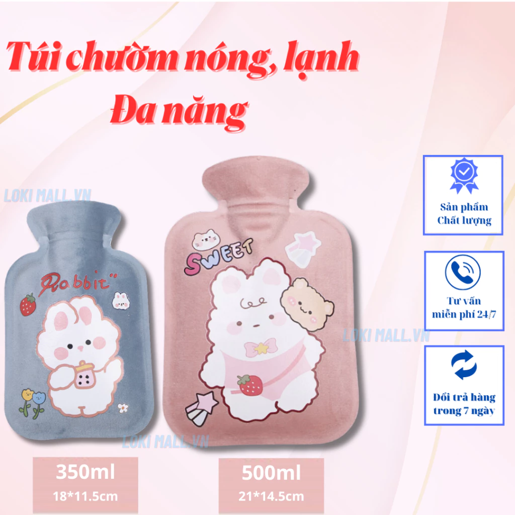 Túi chườm nóng lạnh đa năng, họa tiết hoạt hình dễ thương, lông mịn, giảm đau bụng kinh, sưởi ấm, giữ nhiệt. - Loki