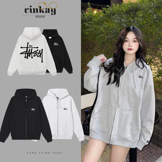 Áo Khoác Áo hoodie ZIP Stu Basic Có Khóa Kéo Zip CAO CẤP chính hãng , logo thêu i hình chuẩn form CINKAY_store