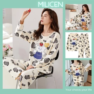 Bộ Đồ Ngủ Dài Tay MILICEN Họa Tiết Bắt Mắt Bộ Pijama Thu Đông Mã 1021