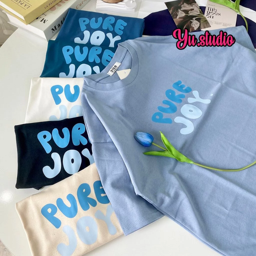 Áo phông nữ YUSTUDIO, áo 3158 form rộng chất cotton khô, áo phông tay lỡ form unisex mẫu PURE JOY