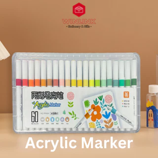 Set 12 tới 80 Bút màu ACRYLIC Marker CHỐNG THẤM NƯỚC Không Bị Nhoè Có Thể Vẽ Lên Đồ Vật Nhẵn, lau được khi dính lên da