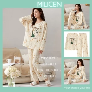 Bộ Đồ Ngủ Dài Tay MILICEN Họa Tiết Thỏ Đáng Yêu Bộ Pijama Thu Đông Mã 1024