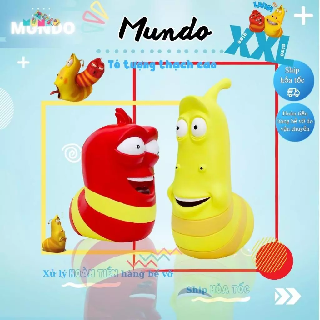 Tô Tượng Thạch Cao XXL 065 066 Hoạt Hình Larva, Ấu Trùng Tinh Nghịch SIZE XXL,Tượng Thạch Cao Cartoon MUNDO