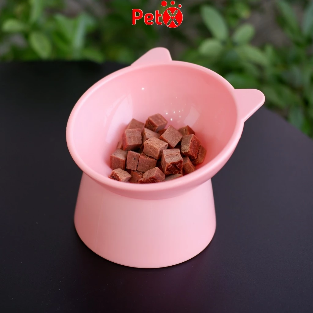 Bát ăn cho mèo chó thú cưng bằng nhựa dày cổ cao chống gù