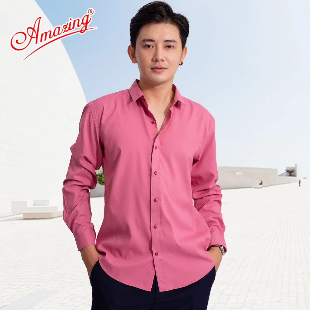 Áo sơ mi nam kiểu Hàn Quốc, form slim fit tôn dáng đẹp, đa dạng sắc màu, thương hiệu Amazing