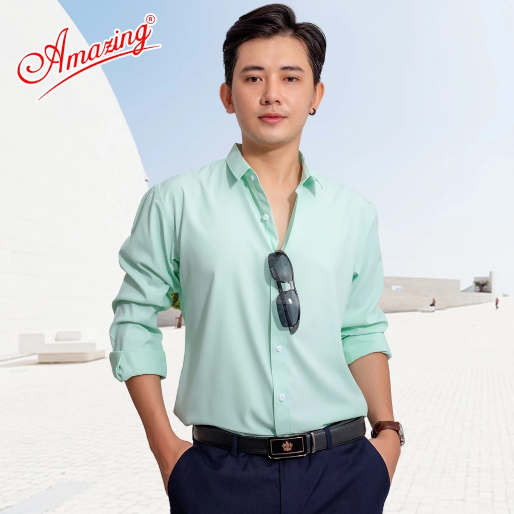 Áo sơ mi nam big size, hiệu Amazing, dáng body ôm vừa tôn dáng đẹp, chất vải Bamboo, sắc màu đa dạng
