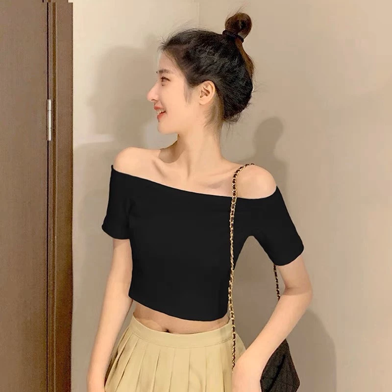 HML Áo Croptop Trễ Vai  TAY CỘC Chất Thun Borip Phong Cách Sành Điệu Trẻ Trung Dễ Thương A15