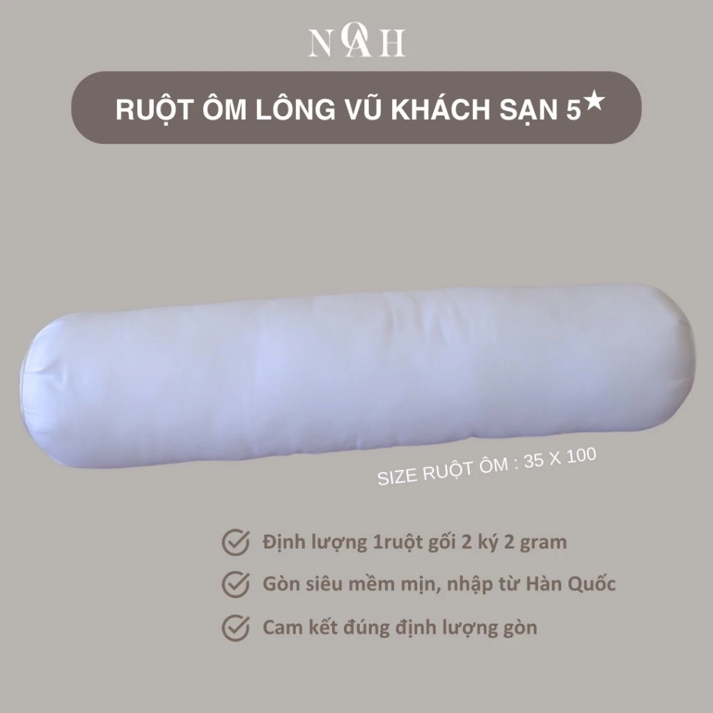 Ruột Gối Ôm Gòn Lông Vũ 35x100 (1 cái)